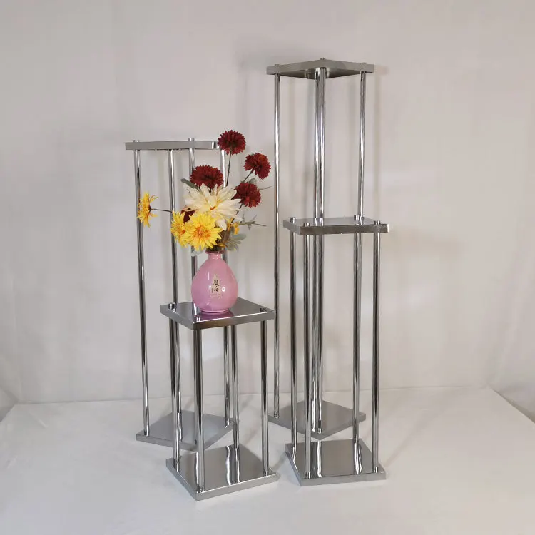 Flower stand Square shape silver centerpiece stands for party wedding event decoration