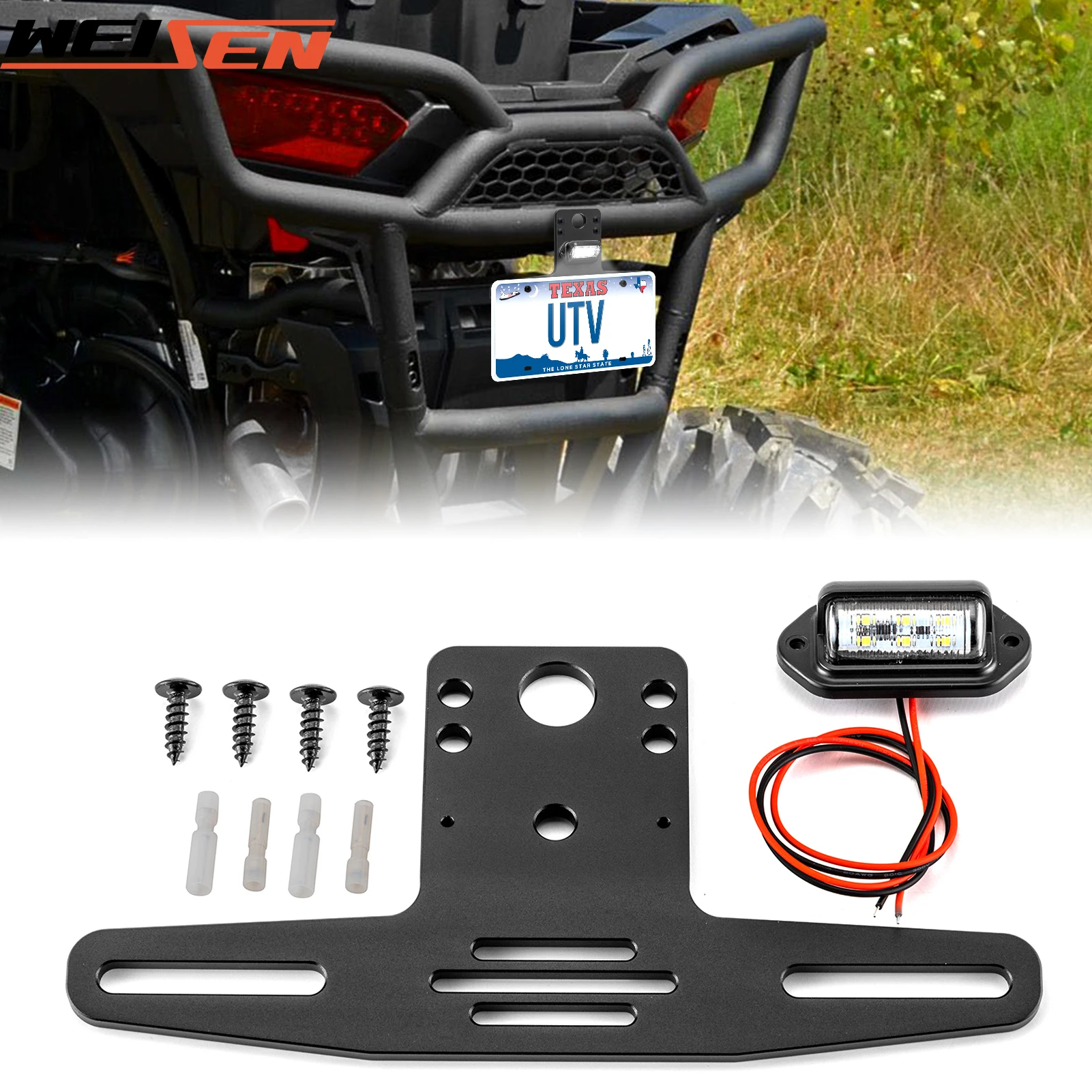 

Universal ATV UTV LED License Plate Frame/Bracket/Holder for Polaris RZR Ranger General Can Am Maverick X3 Trailer Truck