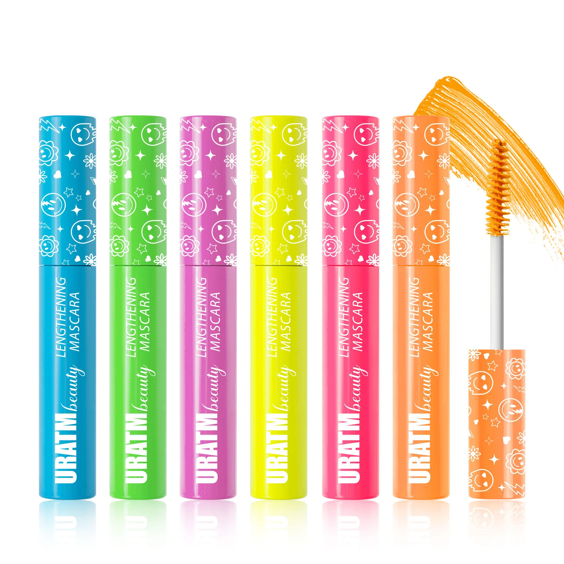 Mascara al neon a 6 colori Fluorescenza Impermeabile Duraturo Cosmetico Pigmento luminoso Mascara ad asciugatura rapida Non agitando Ciglia Estendi Makeu