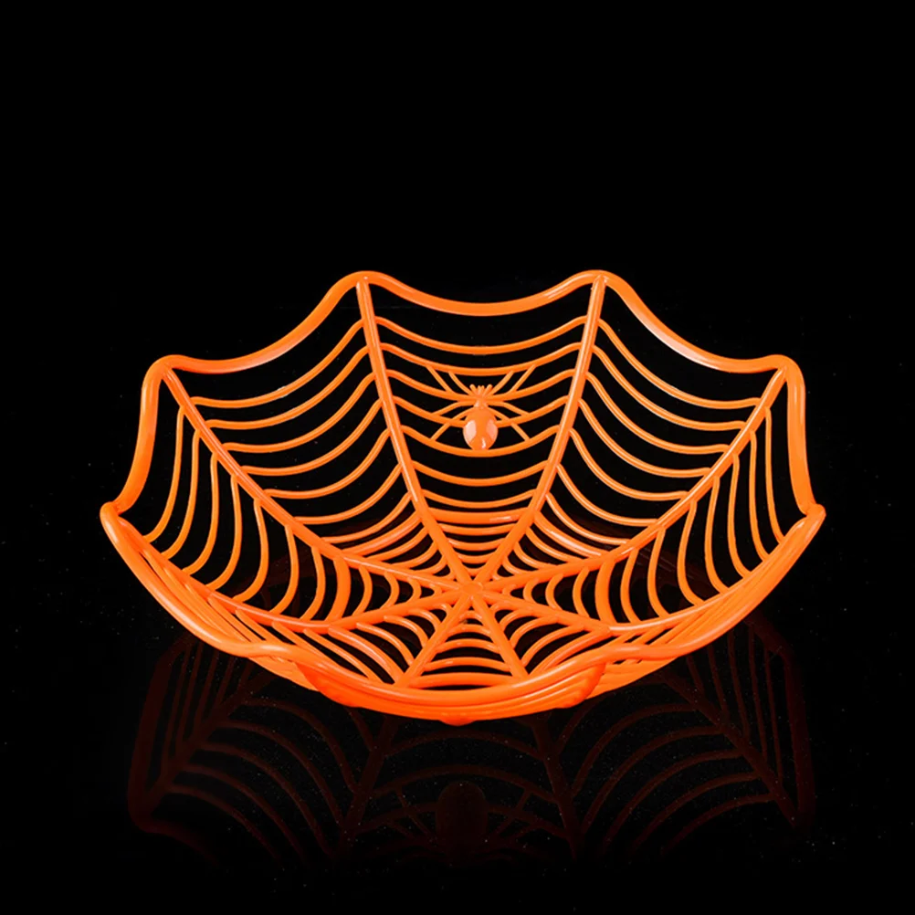 

3pcs Creative Plastic Spider Web Fruits Candy Basket Spiderweb Bowl Halloween (Random Color)