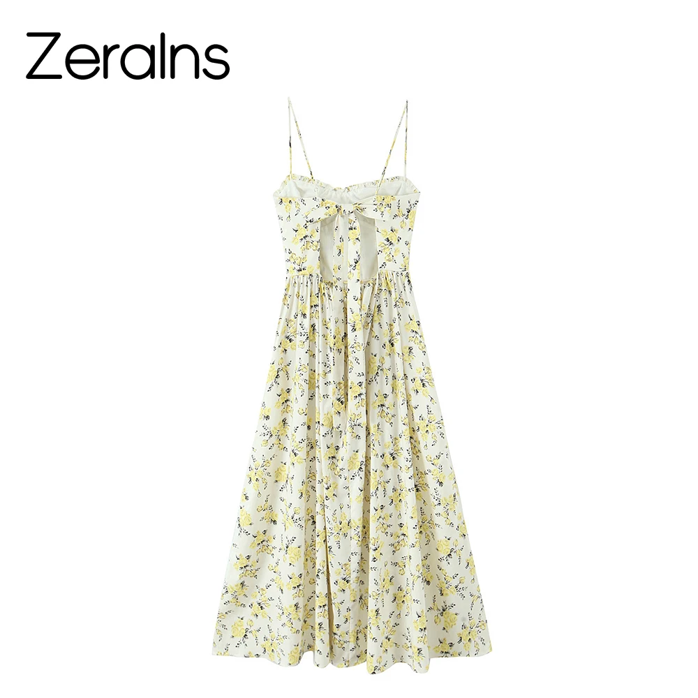 Zerains estilo coreano verão novo vestido feminino em camadas decoração em forma de coração gola flor impressão popeline midi vestido