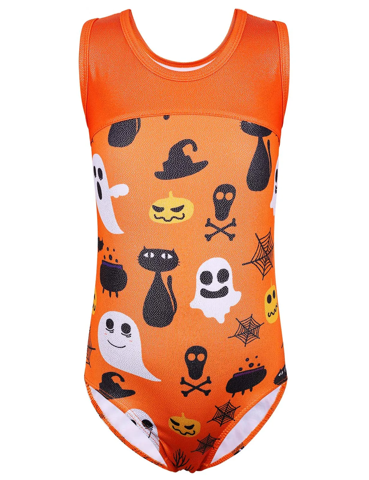 BAOHULU Mädchen Gymnastik Trikot Ärmellose Ballett Dancewear One Piece Cartoon Halloween Druck Body