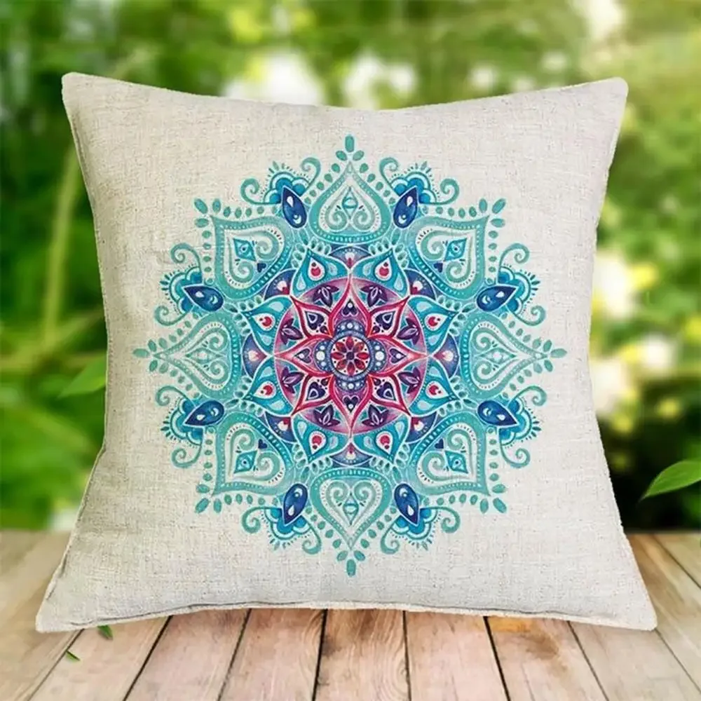 Flower Cotton Linen Square Decorative Hug Pillow Case Cushion Cover 45x45 Cm Folk-Custom Style Home Accessories