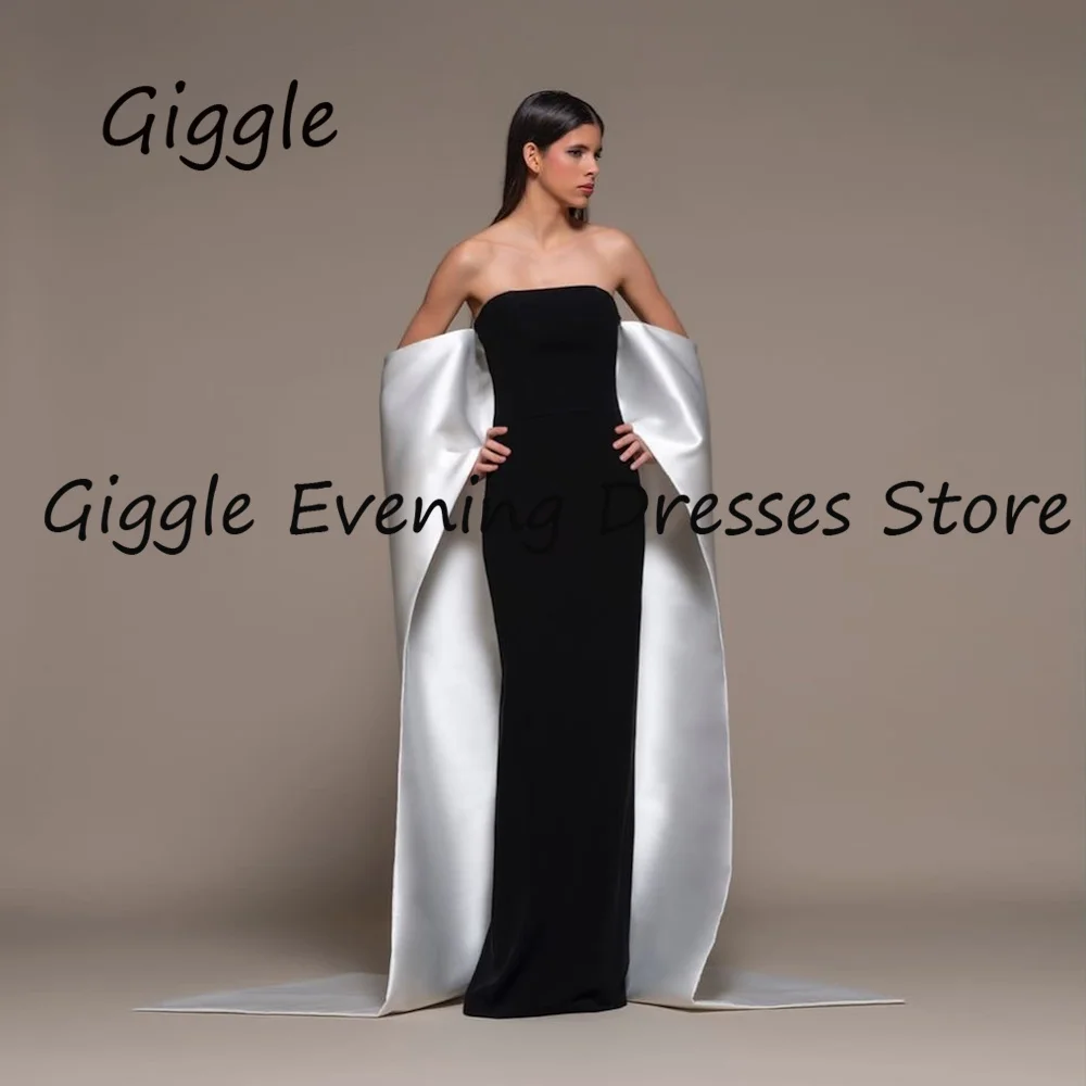 

Giggle Crepe Mermaid Strapless Ruffle Formal Elegant Prom Gown Floor Length luxury Evening Pretty Party Dresses for Women 2023