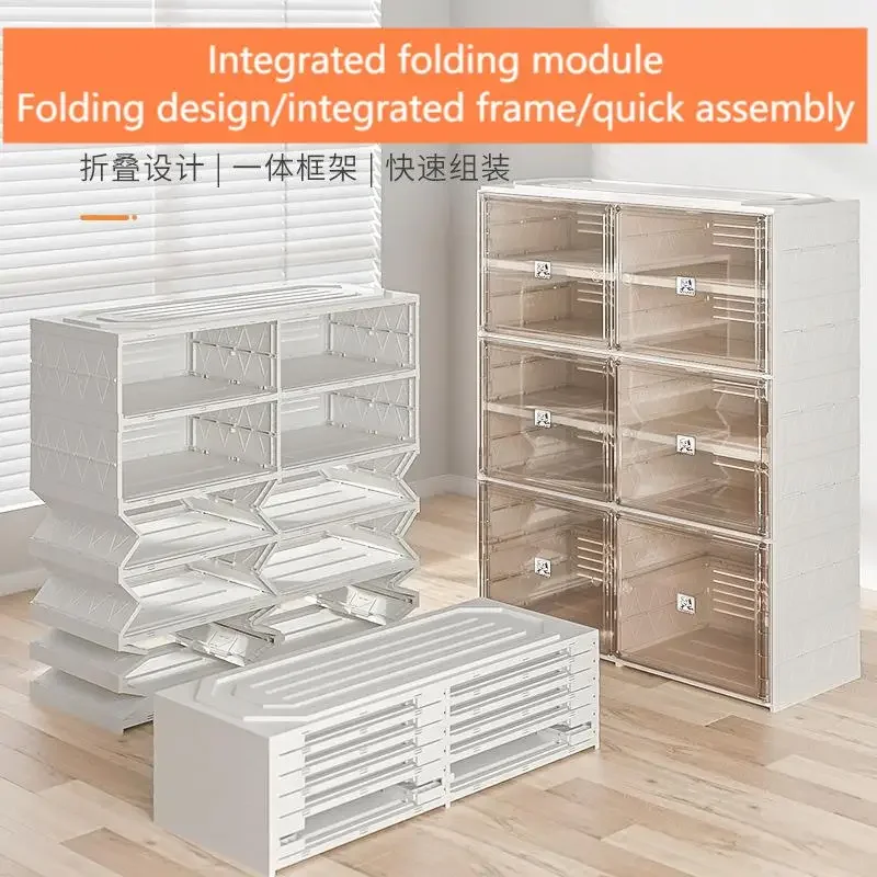 

-For Home Folding Shoe Cabinet Integrated Shoe Rack Large Capacity Storage For A Variety Of Shoes Transparent Visibility