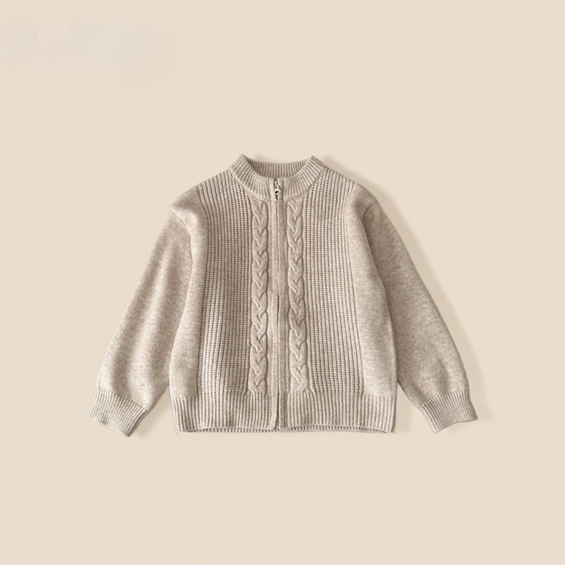 Children's Clothing, Boys' Knitted Cardigans, Autumn And Winter Clothing, Children's Fashionable Tops,  Zippered Jackets