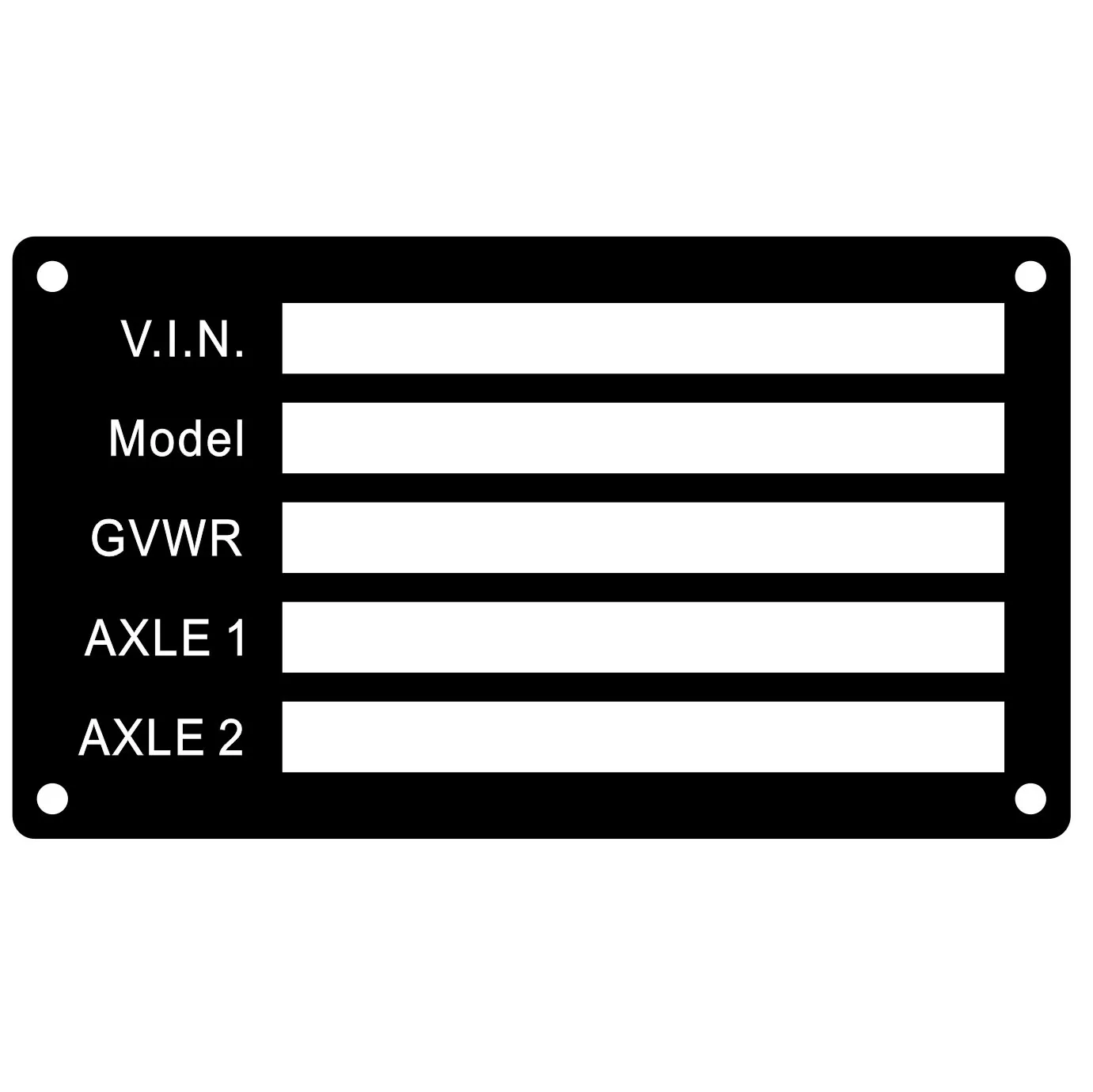 5-PACK VEHICLE TRUCK BOAT Trailer Blank VIN & Weight AXLE Chassis Plate 95mm x 55mm Identification Number