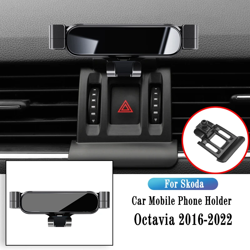 

Car Phone Holder For Skoda Octavia 2016-2022 Gravity Navigation Bracket GPS Stand Air Outlet Clip Rotatable Support Accessories