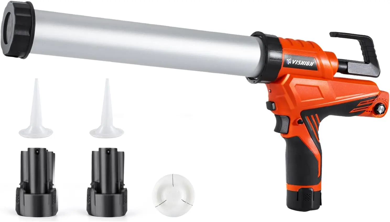 Caulk Gun with 2 Batteries 12V, 10oz/300ml~20oz/600ml, Anti-drip, Stepless Speed Control, 2-in 1 Portable