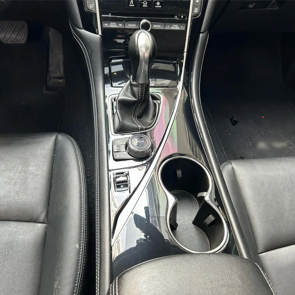 

Для Infiniti Q50 2014-2020: глянцевые черные наклейки на центральную панель управления и ручки дверей, аксессуары для стайлинга автомобиля