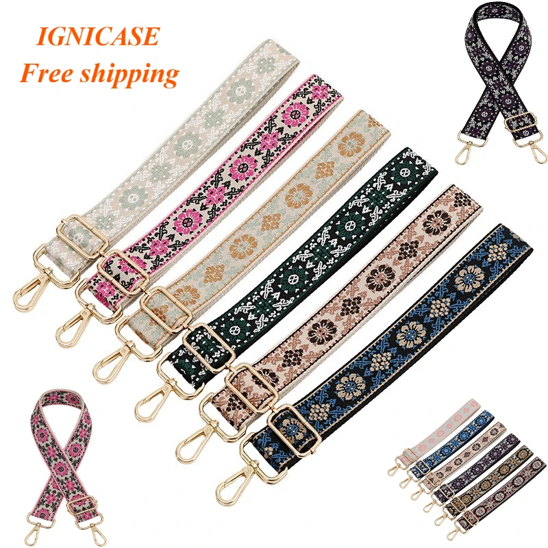 IGNICASE New Ethnic Style Bag Accessories Shoulder Strap Decoration Adjustable Single Shoulder Oblique Span Replacement Strap