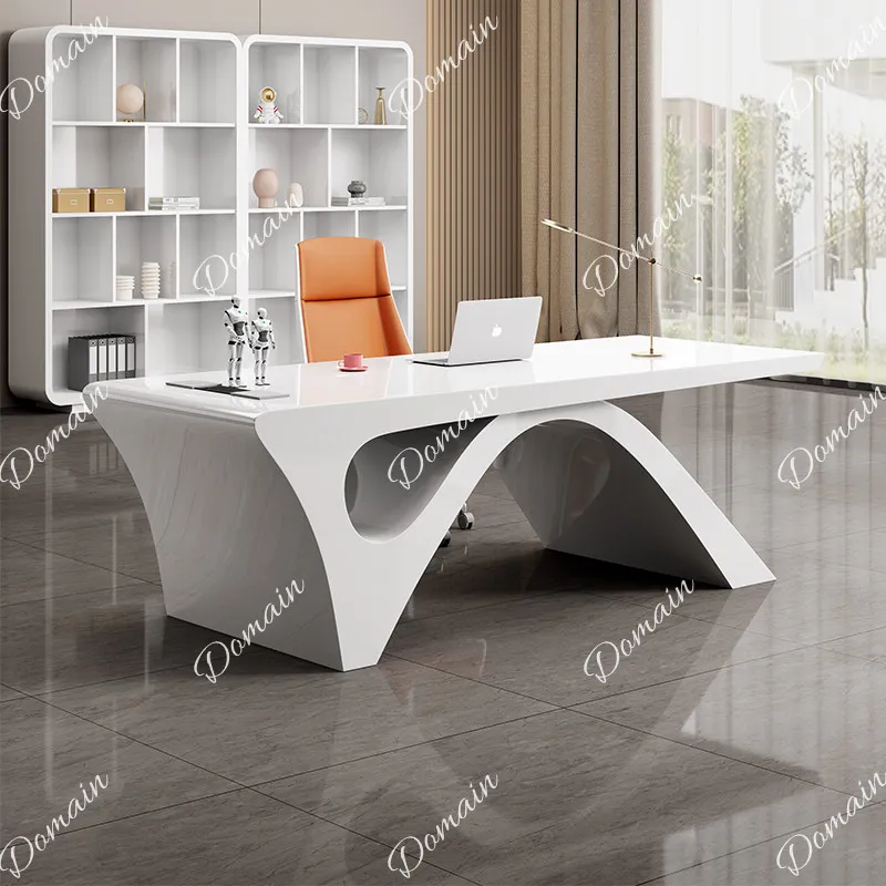 Light Luxury White Paint Single Office Desk Creative Manager Desk Medical Beauty Consultation Table