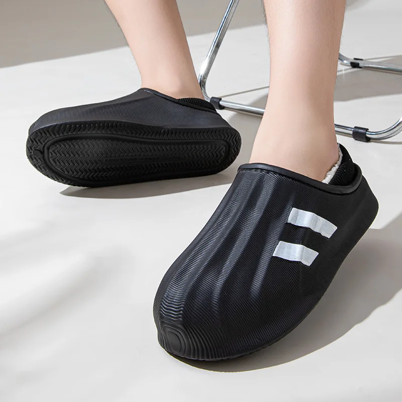 STRONGSHEN Winter Slippers Men Warm Shoes Waterproof Couple Non-Slip Plush Cotton Shoes Indoor Platform Home Slippers Footwear