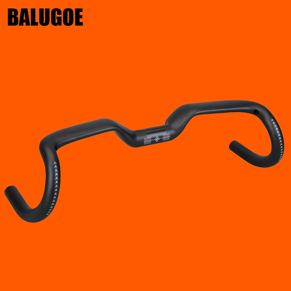 

BALUGOE Carbon Fiber Internal Routing Handlebar 14° Rise Drop Bar for Fixie, Track Bike & Gravel Bike