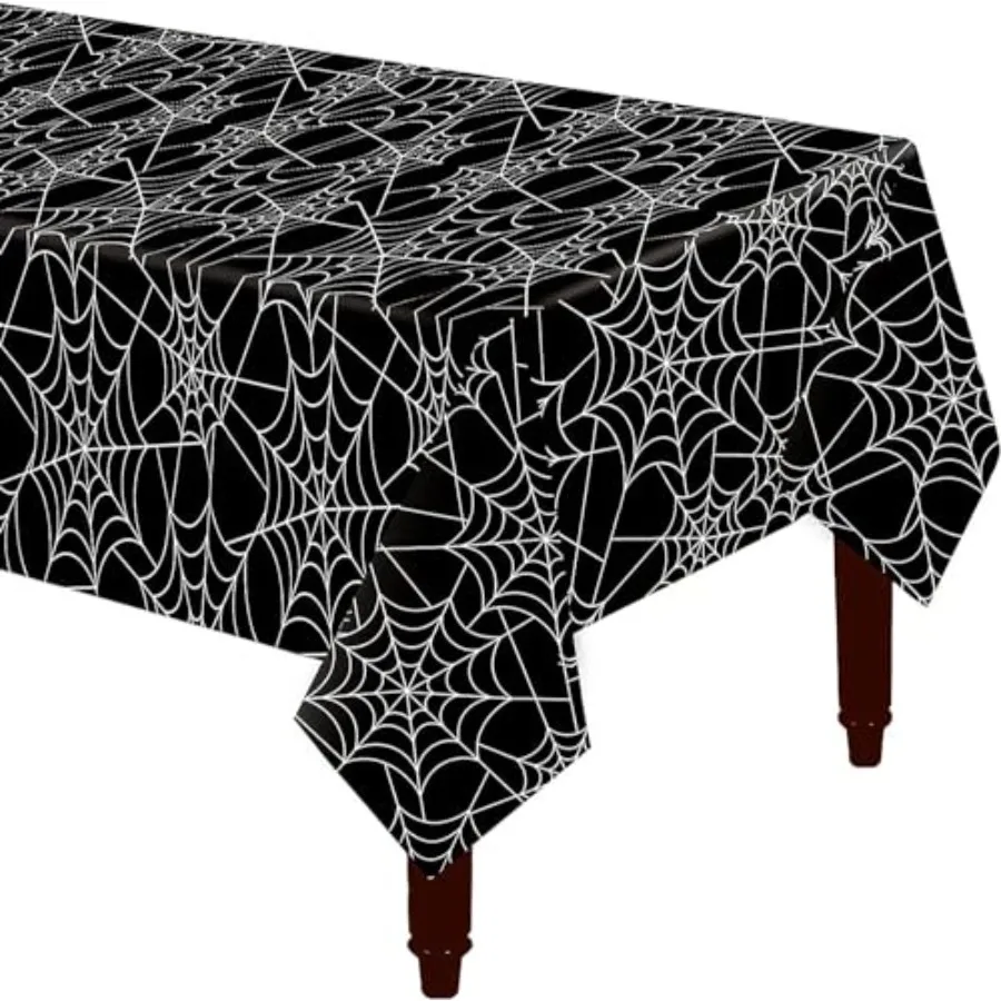 

Halloween Black Spider Tablecloth 54 x 108 Spider Web Rectangular Decorations Table Cover Spillproof Washable Table Topper Perf