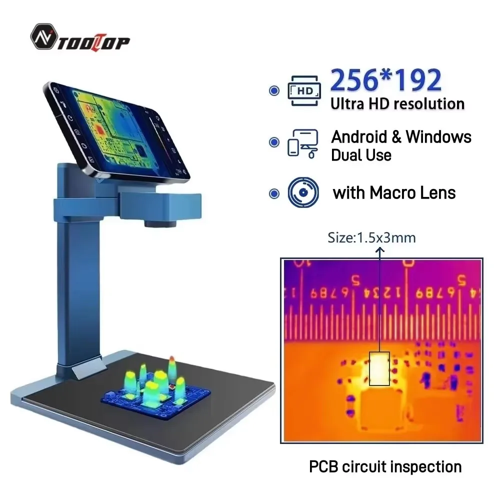 TOOLTOP الأشعة تحت الحمراء PCB كاميرا حرارية 256x192 أندرويد ويندوز التصوير الحراري مع عدسة ماكرو الهاتف المحمول PCB تحليل الدائرة