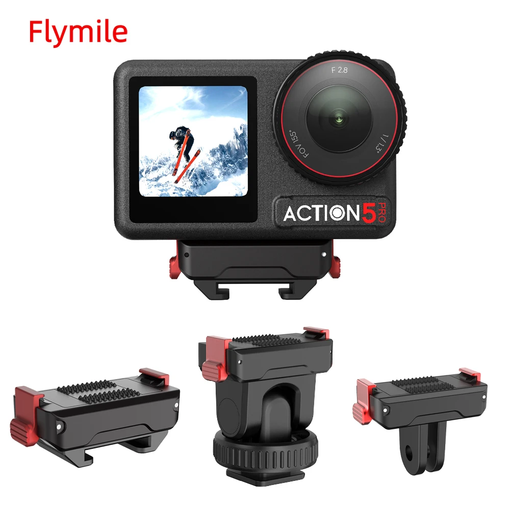 Flymile Magnetic Mount Adapter for DJI Osmo Action 5 Pro/4/3 Sports Camera Extension Bracket Tripod Quick Release Connector Base