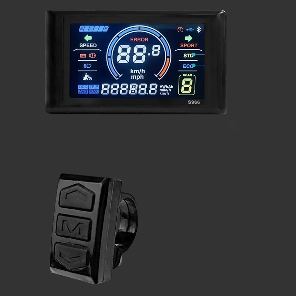 24-72V Scooter Display LCD Display With SM Plug/ Waterproof Plug Electric Bike S966 Colorful Display Control Panel Scooter Parts