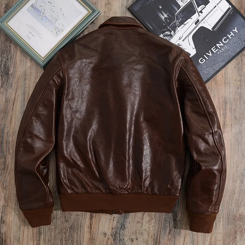 Off Season Qingmei A2 Escape Flight Suit Men's Genuine Leather Coat Outerwear Imported First Layer Oil Wax Cowhide Leather Coat