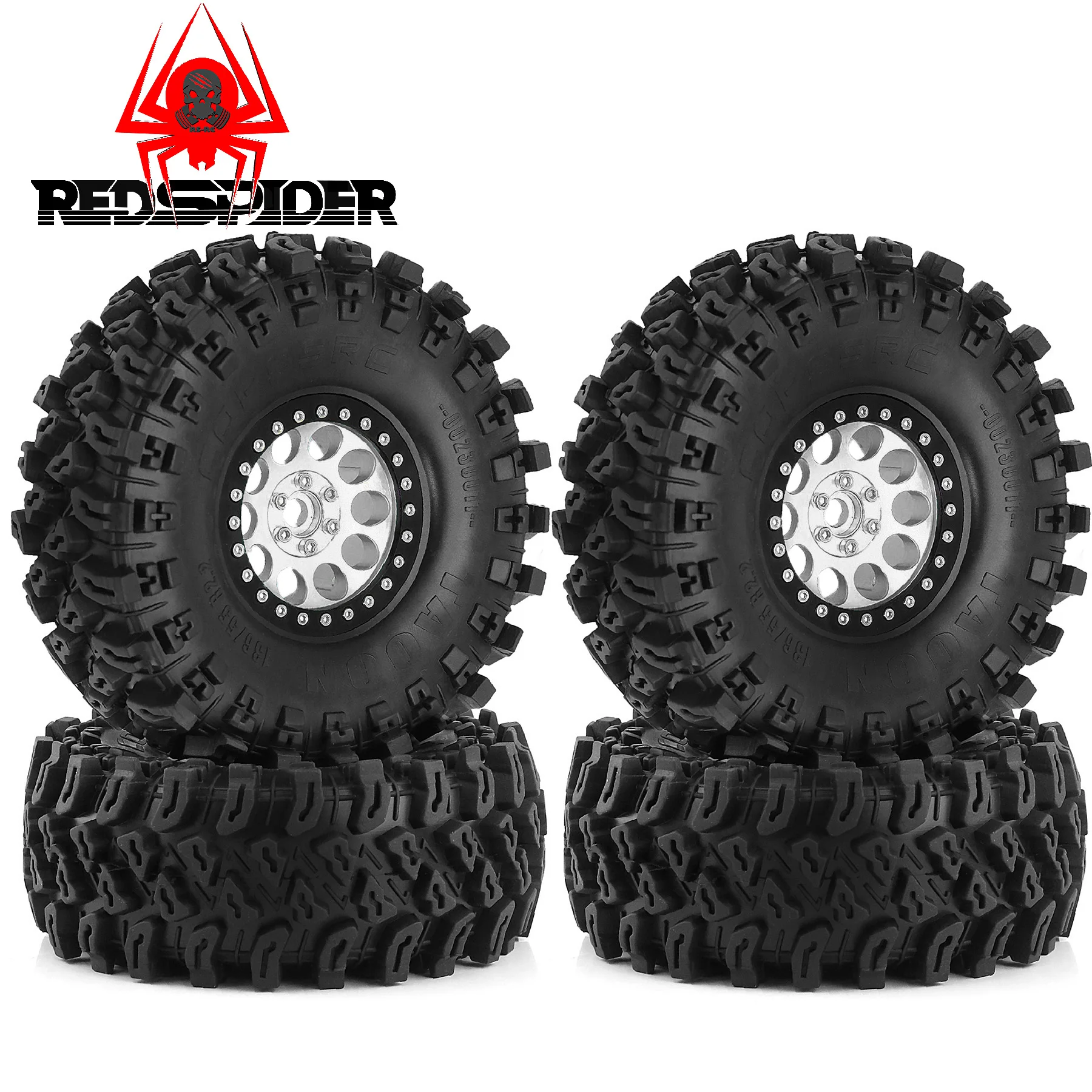 4PCS 2.2 ''Ruote Beadlock in metallo e pneumatici cingolati per 1:10 Crawler Car SCX10 90047 D90 TF2 CC01 TRX4 Gen8 Everest Gen7 Pro