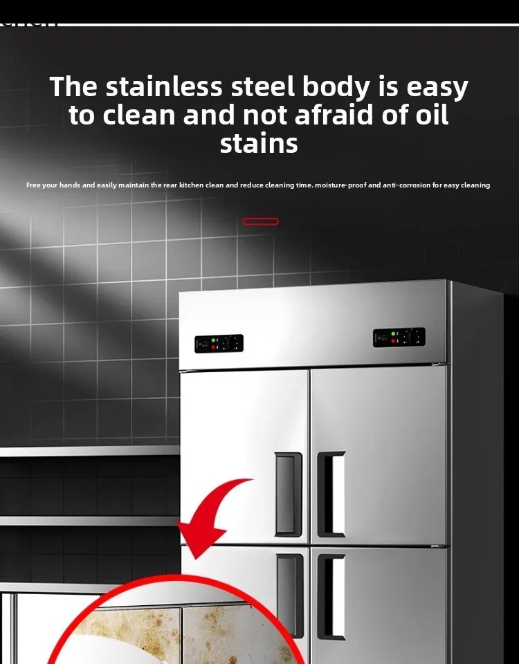 Congelatore da banco da lavoro HTT raffreddato ad aria senza gelo, frigorifero a quattro porte, consolle refrigerata, congelatore congelato a doppia temperatura