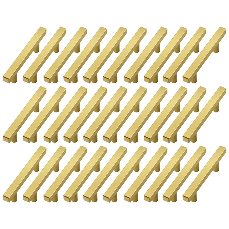 

ABZC-30Piece Gold Cabinet Handles Brass Cabinet Pulls Square Drawer Pulls For Cabinets And Drawers, 5Inch