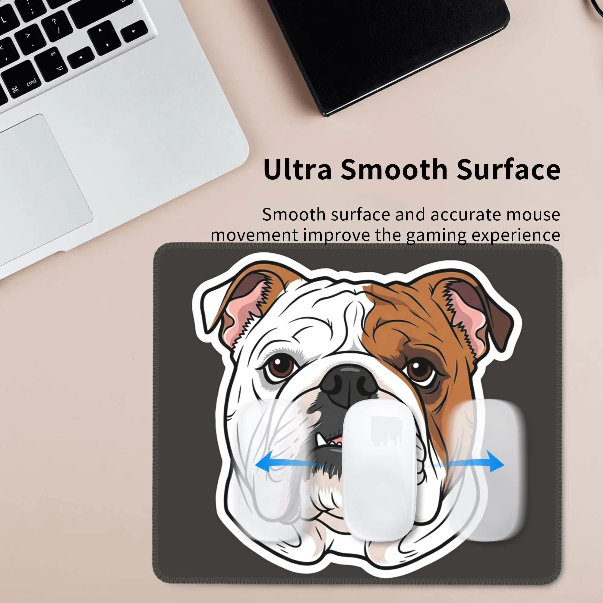 British English Bulldog Dog Face Nose Cute Mouse Pad Computer Keyboard Mouse Mat Gaming PC Laptop Desk Mat Office Table Mats