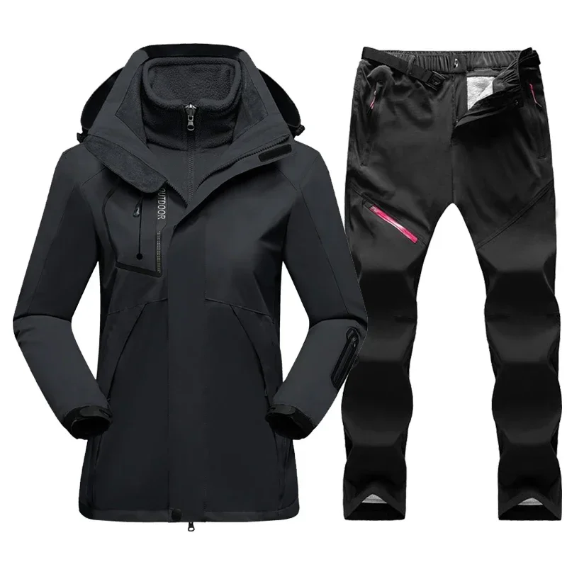 Tuta da sci invernale per donna Giacca da sci in pile impermeabile Pantaloni Tute da snowboard da neve da donna Sport femminili Set da sci caldo e traspirante