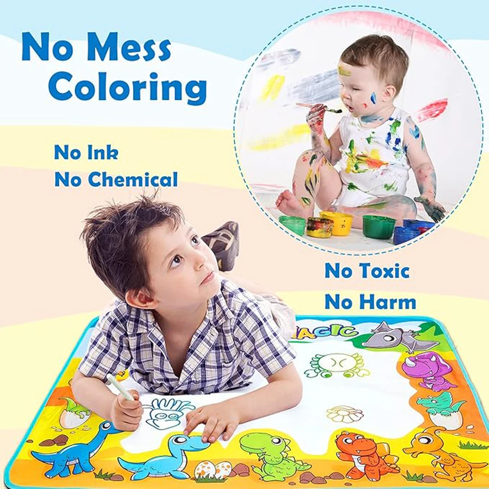 Tapis de dessin à l'eau magique 100x80CM avec stylos magiques réutilisables, jouet de planche à dessin pour enfants, peinture Doodle Montessori 39x31 pouces