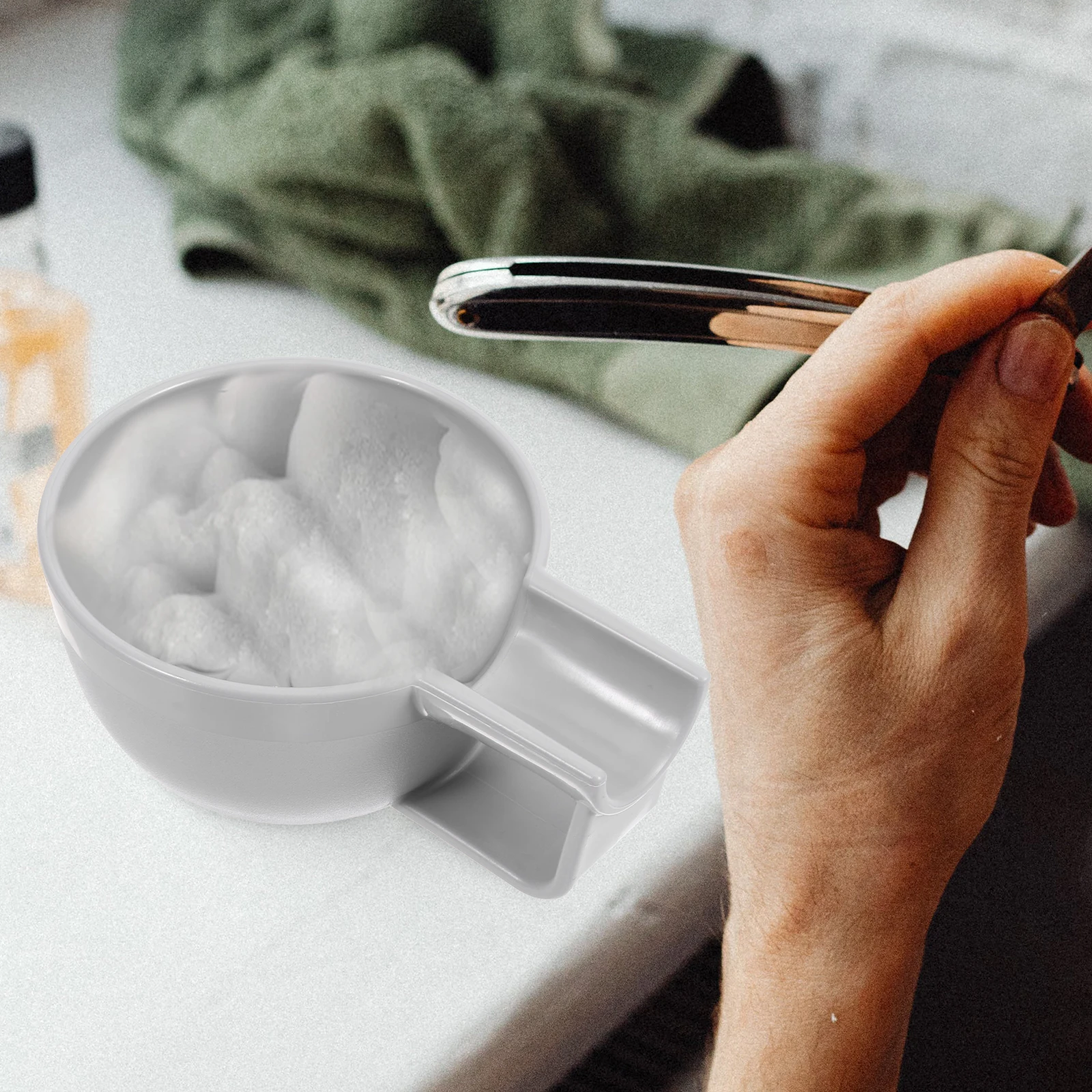 وعاء الحلاقة بحافة سميكة مصقولة من البلاستيك المتين بسعة كبيرة، حاوية صابون الحلاقة، وعاء رغوي ثابت غير قابل للانزلاق للرجال #6