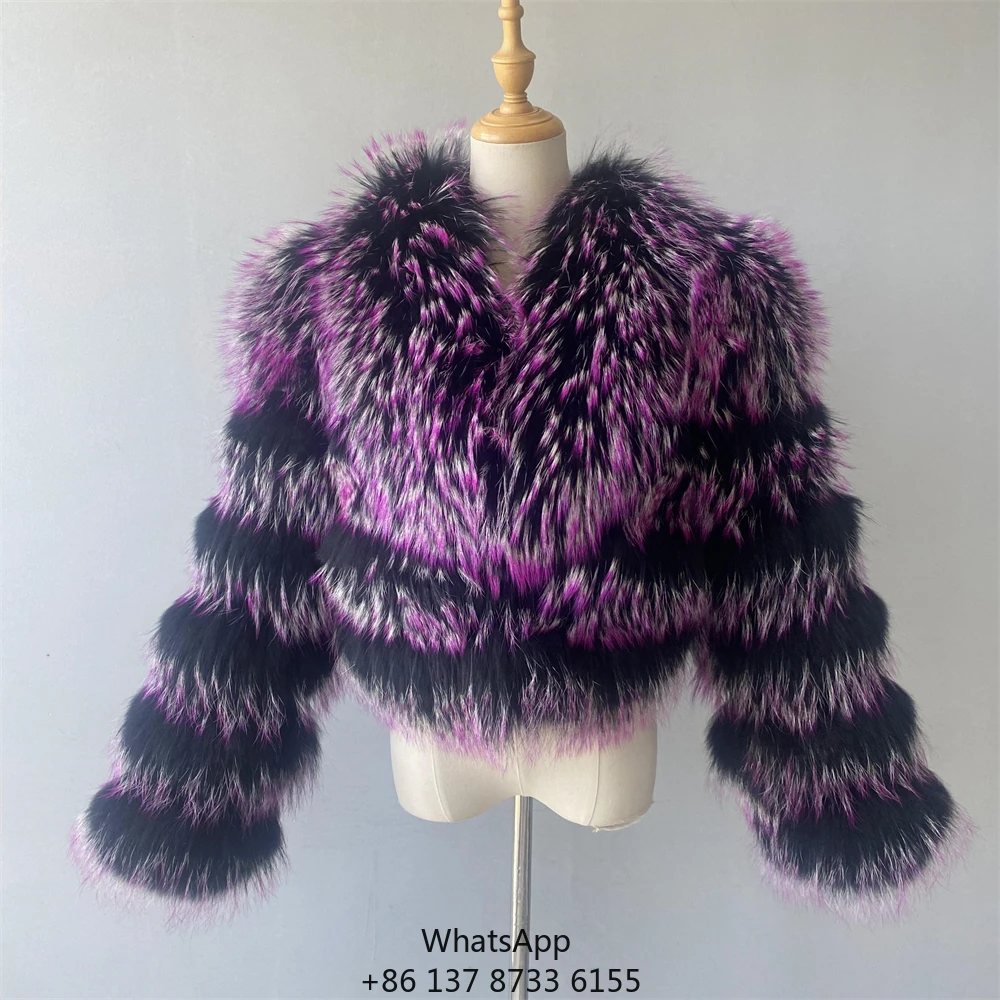 

Hot Sale Women Real Raccoon Fur Coat Winter Natural Fur Coat Turn Down Collar Ladies Wholesale Fur Coats