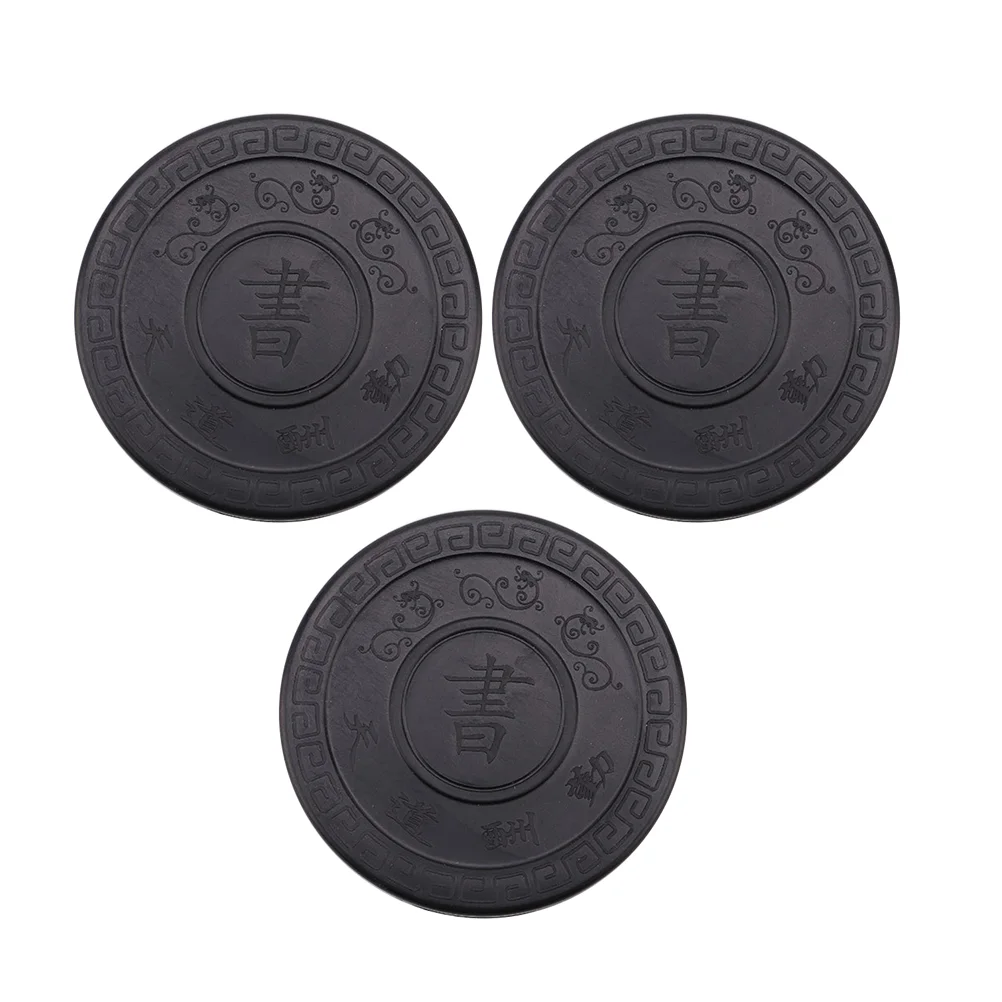 

3 Pcs Inkslab Traditional Calligraphy Accessory Inkstone Chinese Inkstick Black with