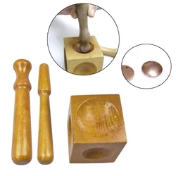 Juego bloques madera con forma cúpula, punzones para madera, herramientas para hacer joyas Metal 124A