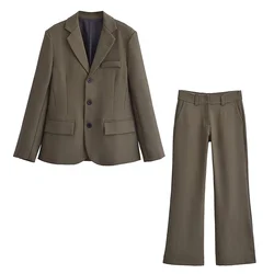 PB&ZA 2024 Spring New Women's Fashion and Elegance Commuting Versatile Customized Suit Coat+Bell Pants Set