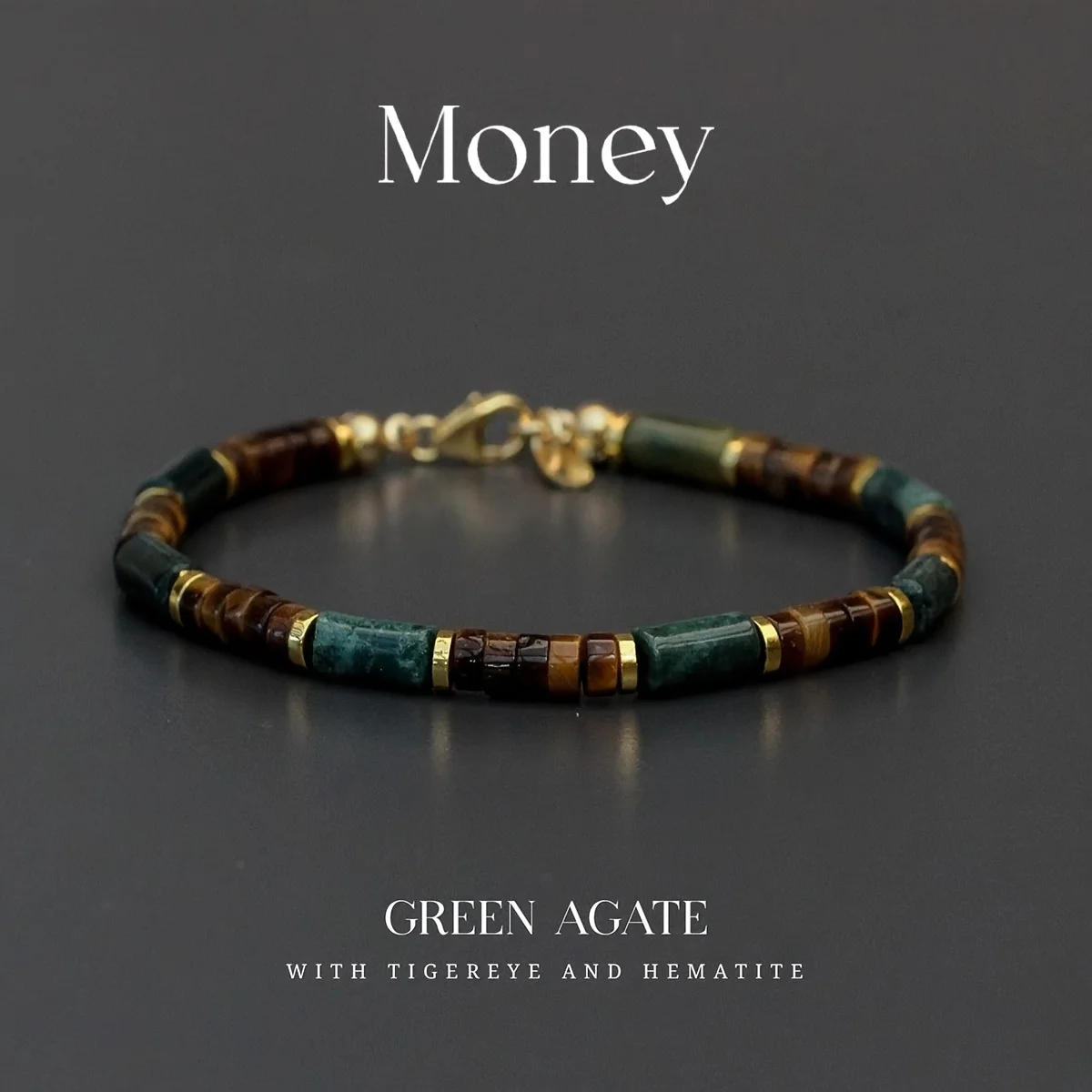 Green Agate & Tiger's Eye Bracelet: Attract Wealth & Prosperity. Skin-Friendly, Unisex Daily Wear.