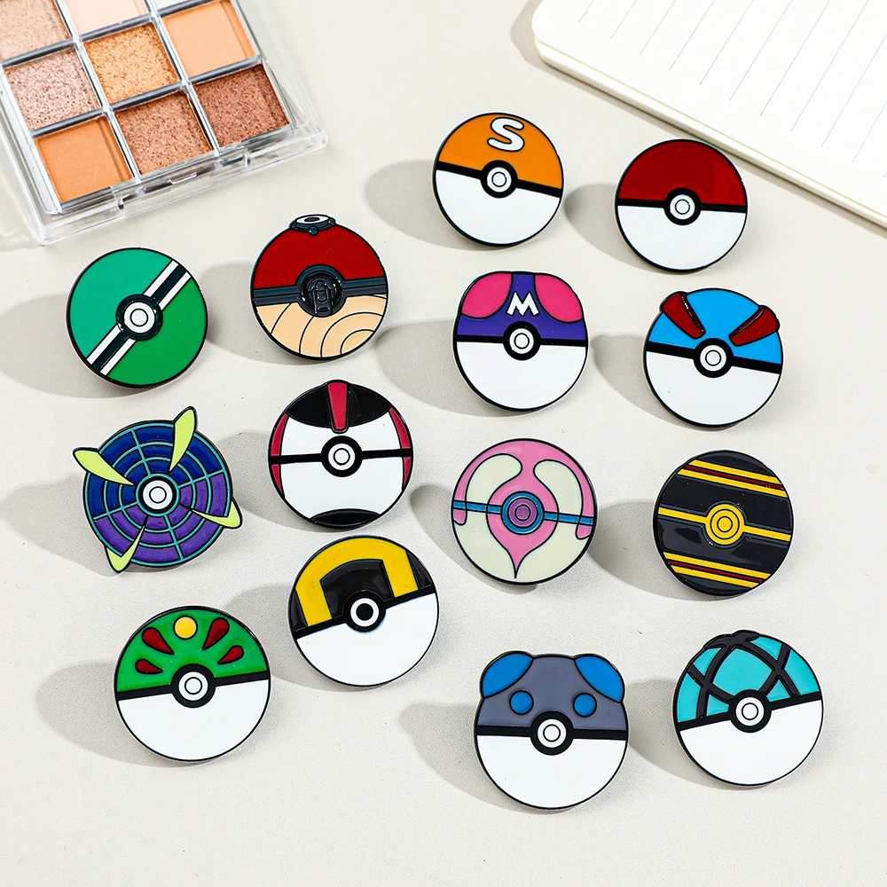 Kawaii Fantasy Monster Ball Enameled Pins round Metal Lapel Brooch Badges Collectible Gift for Animation Lovers