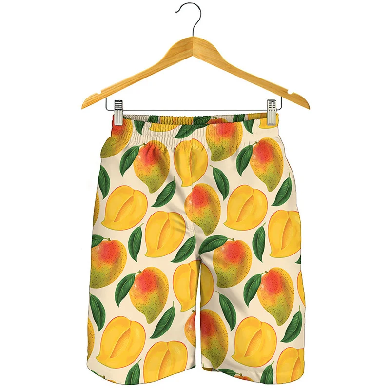 Cute Mango Pattern Beach Shorts Men Women 3D Printed Fruits Short Pants Summer Street Short Pants Swim Trunks Surf Board Shorts