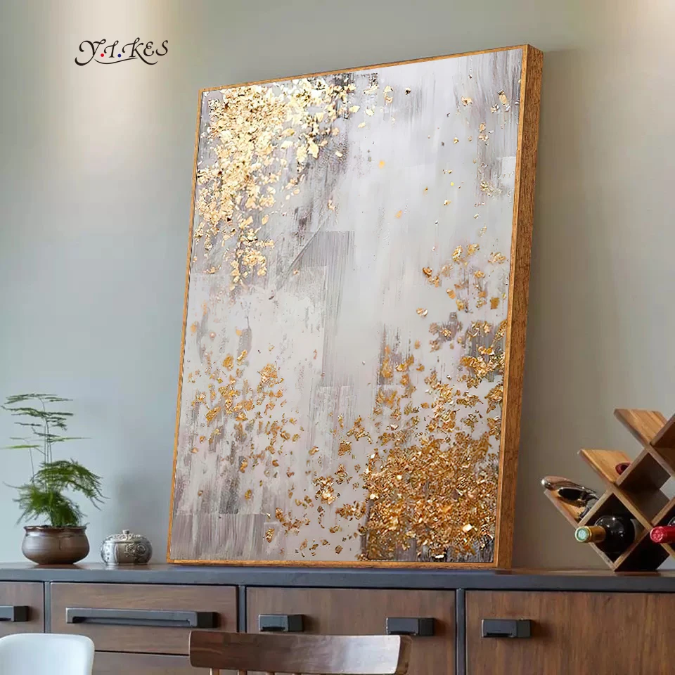 رسمت باليد ورقة الذهب بسيطة الحديثة ضوء الفاخرة الشمال مدخل الشرفة الديكور الممر نهاية الممر مجردة قماش