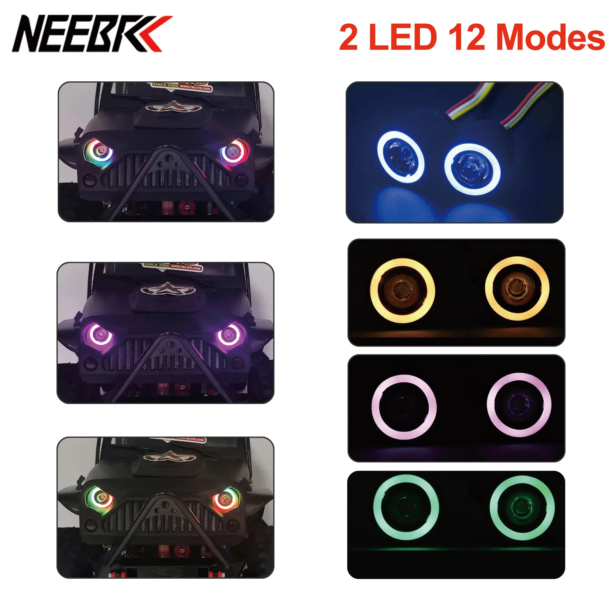 RC Car LED Lights Lamp Headlight 12 modes for 1/10 Crawler Model Axial SCX10 TRX4 D90 Jeep Wrangler 90046 90047 Parts Toys