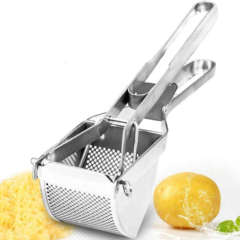 1 Stück Kartoffelpresse, Multifunktions-Kartoffelstampfer aus Edelstahl, ergonomischer Komfortgriff, extra großes Fassungsvermögen