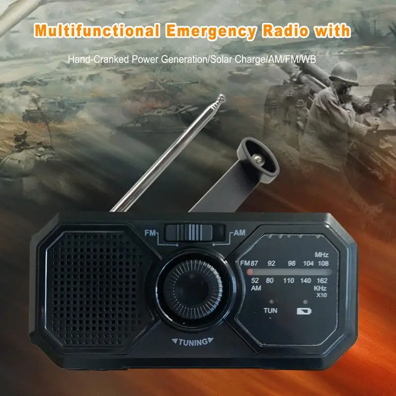 

1200MAh Hand Crank Radio Portable Phone Charging Power Bank LED Flashlight FM Radio Outdoor Survival Tools