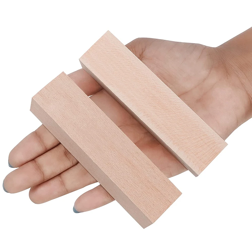 Grandi blocchi di legno intagliato (confezione da 10) 4x1x1 pollici progetto di tiglio non finito Kit artigianale Set di Hobby fai da te per principianti