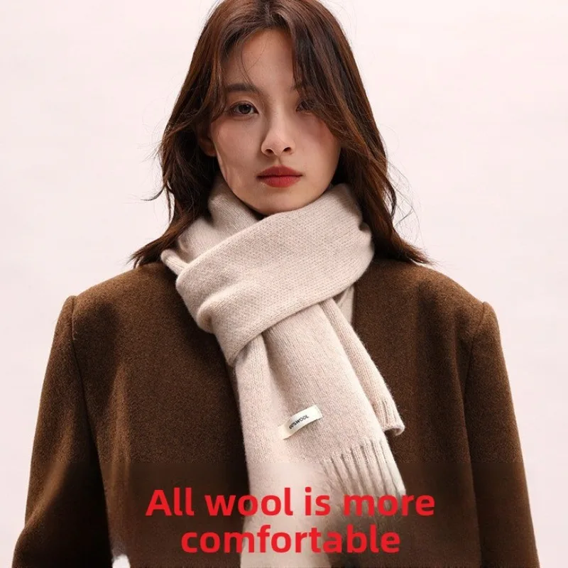 Wool Knitted 100 Goat Plush Scarf Women Pure Wool Men Thickened Warm Couple Parent Child Autumn Winter Soft Cozy Fashion
