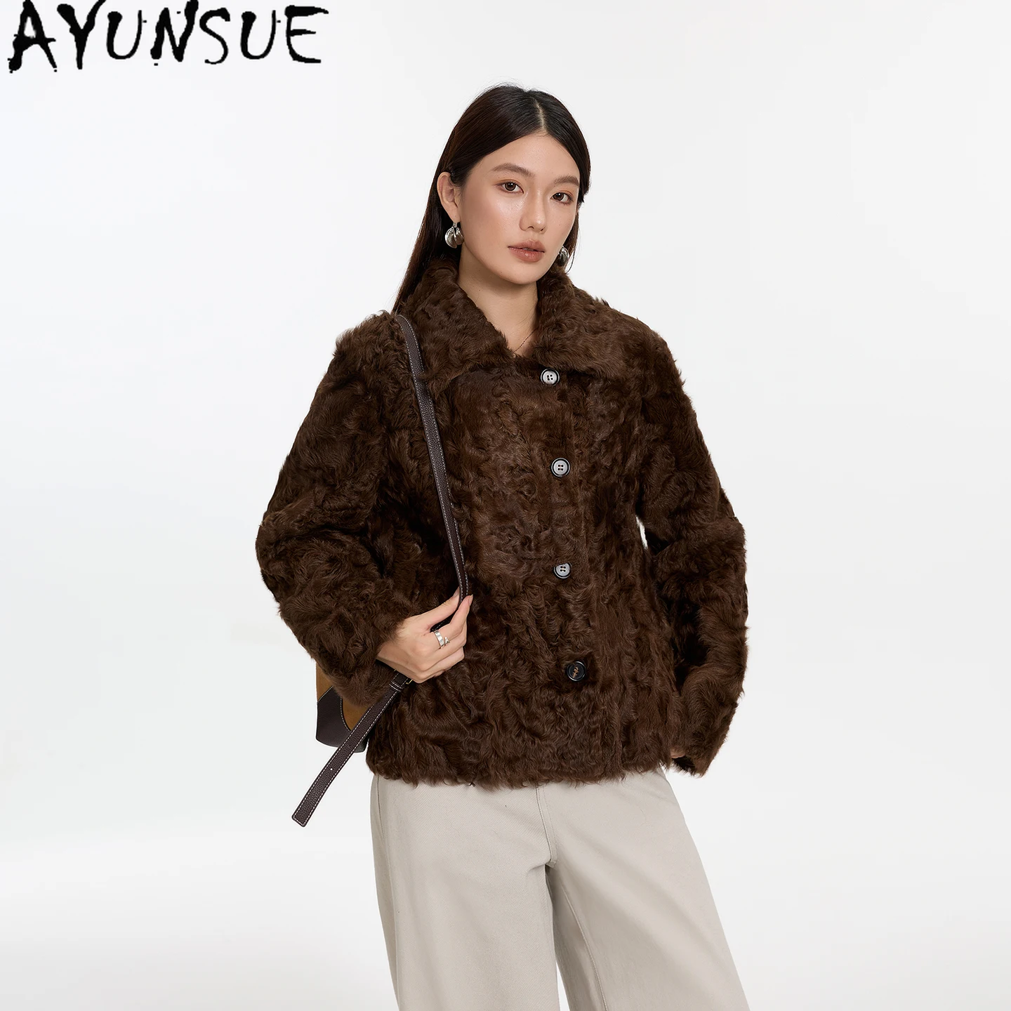 AYUNSUE manteau de fourrure de mouton naturel veste en cuir véritable femmes résistant au froid vestes de moto femme vêtements d'hiver 2025 Streetwear