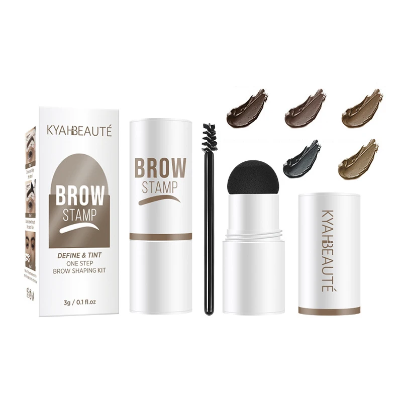 EELHOE Two Tone Brow Stamp Stencil Kit One Step Vegan Brow Stamp Pomade Long Lasting Water & Stain Resistant