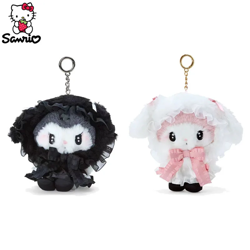 Kawaii Sanrio Plush Toy My Melody Keychain Kuromi Doll Keyring Bag Pendant Girl Plushie Keychain Women Birthday Gift Christmas