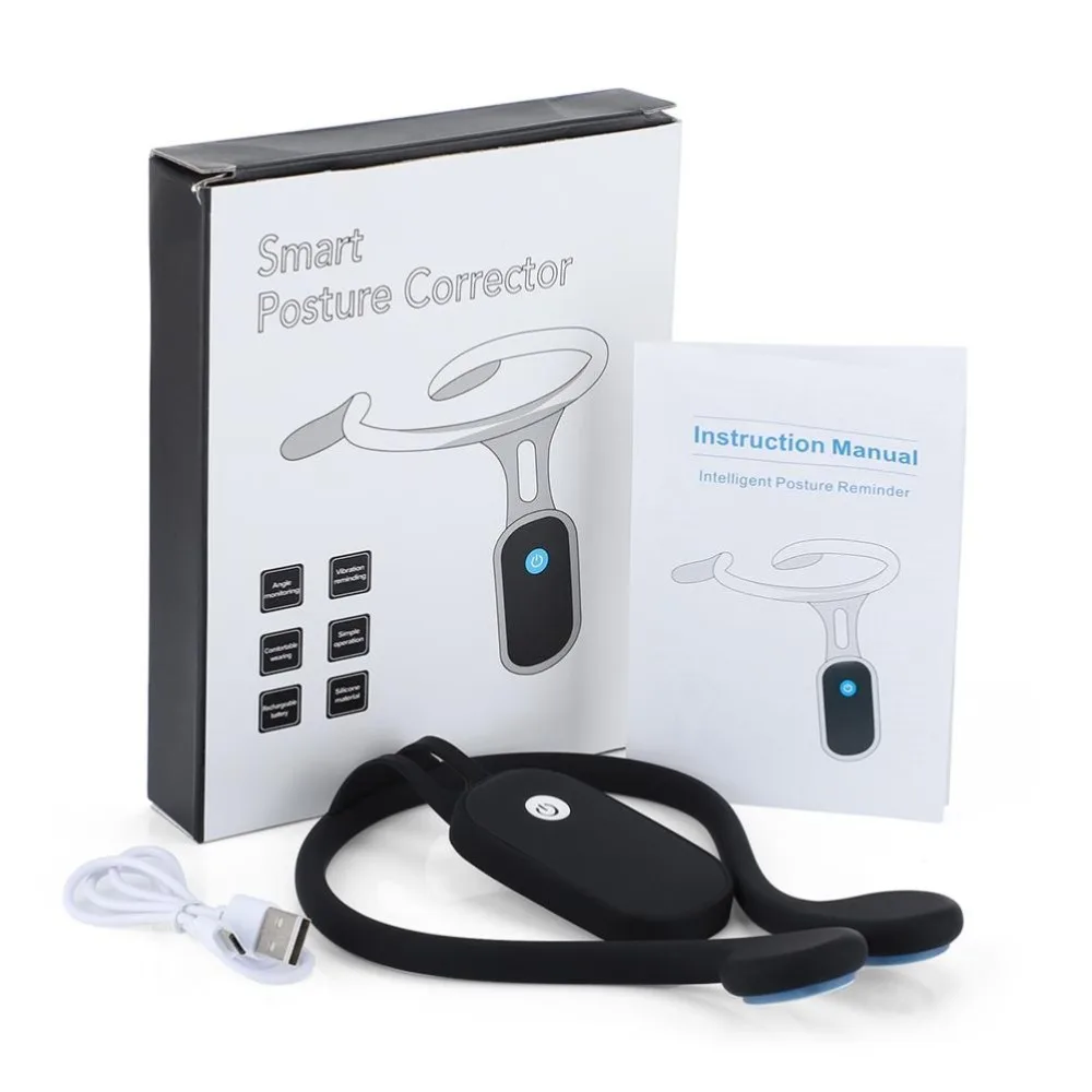 Hanging Neck Rechargeable Posture Corrector Silicone Adjustable Hunchback Corrector USB Rechargeable Neck Posture Trainer Office