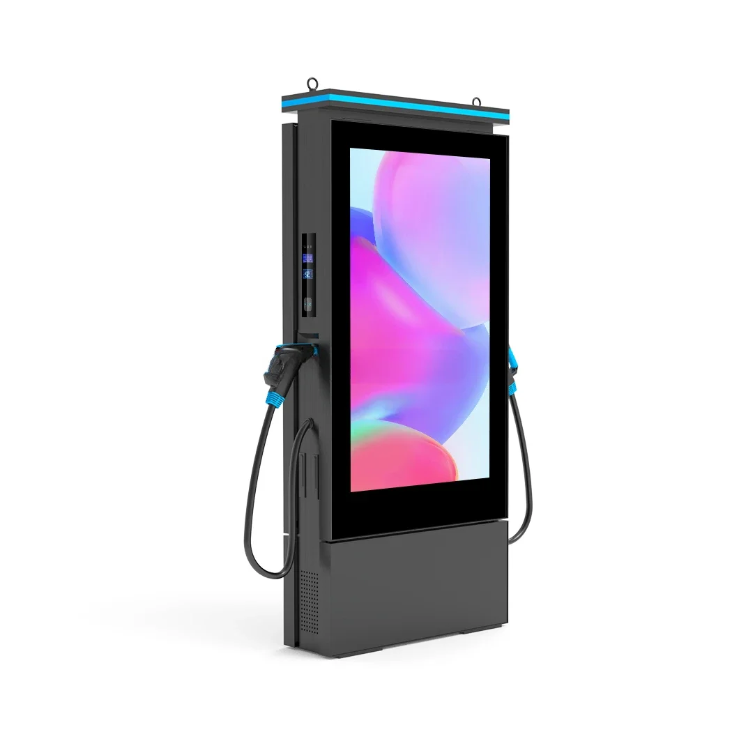 Double Sided Lcd Waterproof IP 65 Electric Vehicle Charging Station Green Energy Charging Point Digital Display