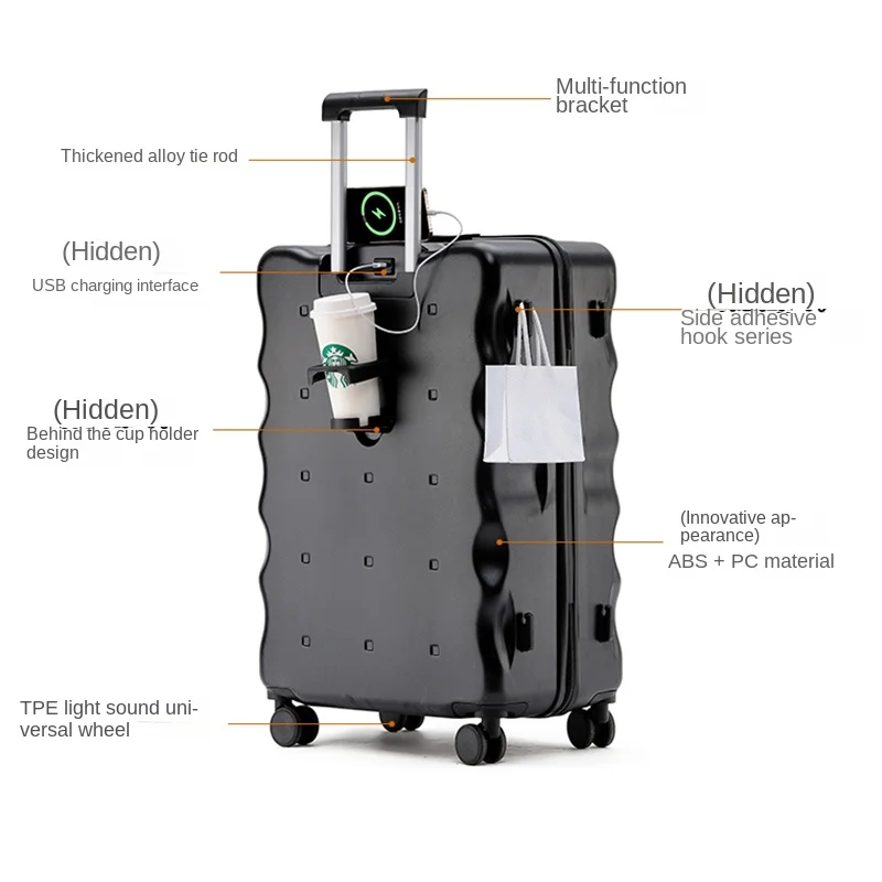 20-дюймовый чемодан на колесиках унисекс с разнонаправленными колесами, 26-дюймовый дорожный чемодан с кодовым замком, прочный чемодан для салона