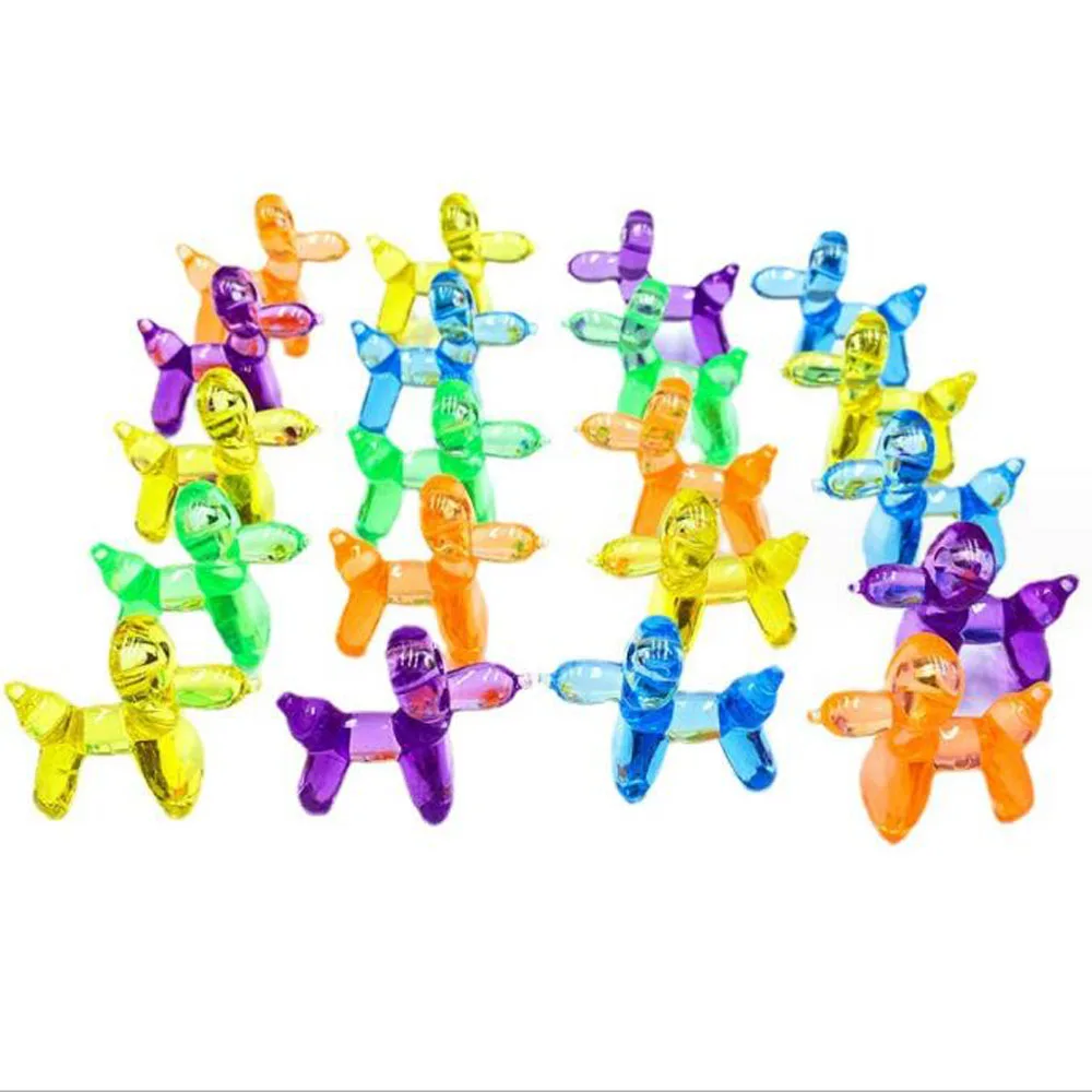 Camal 10pcs Acrylic 35mm Colorful Balloon Dog Cute Toy for Kids Birthday Party Favors Guest Gift School Prizes Goodie Bag Filler